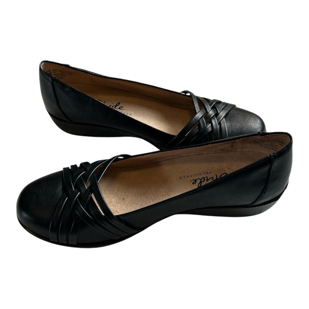 LifeStride Incredible Wedge Pumps Black Crisscross Comfort Shoes Women's 7.5 M